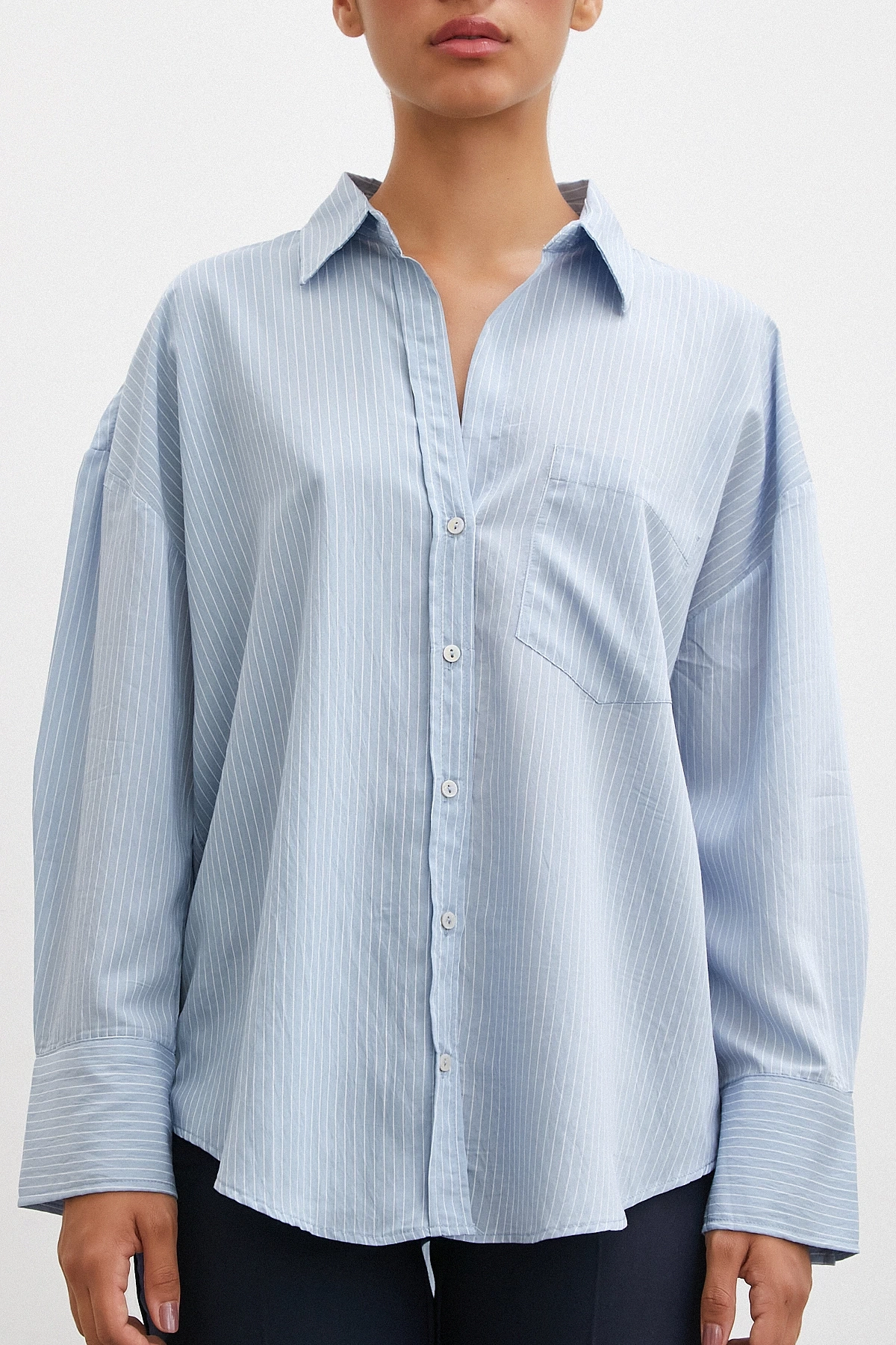 Cepli Çizgili Gömlek Mavi