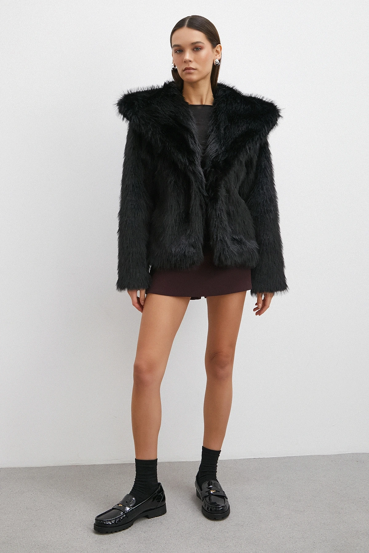 Midi Boy Lolita Kürk Siyah