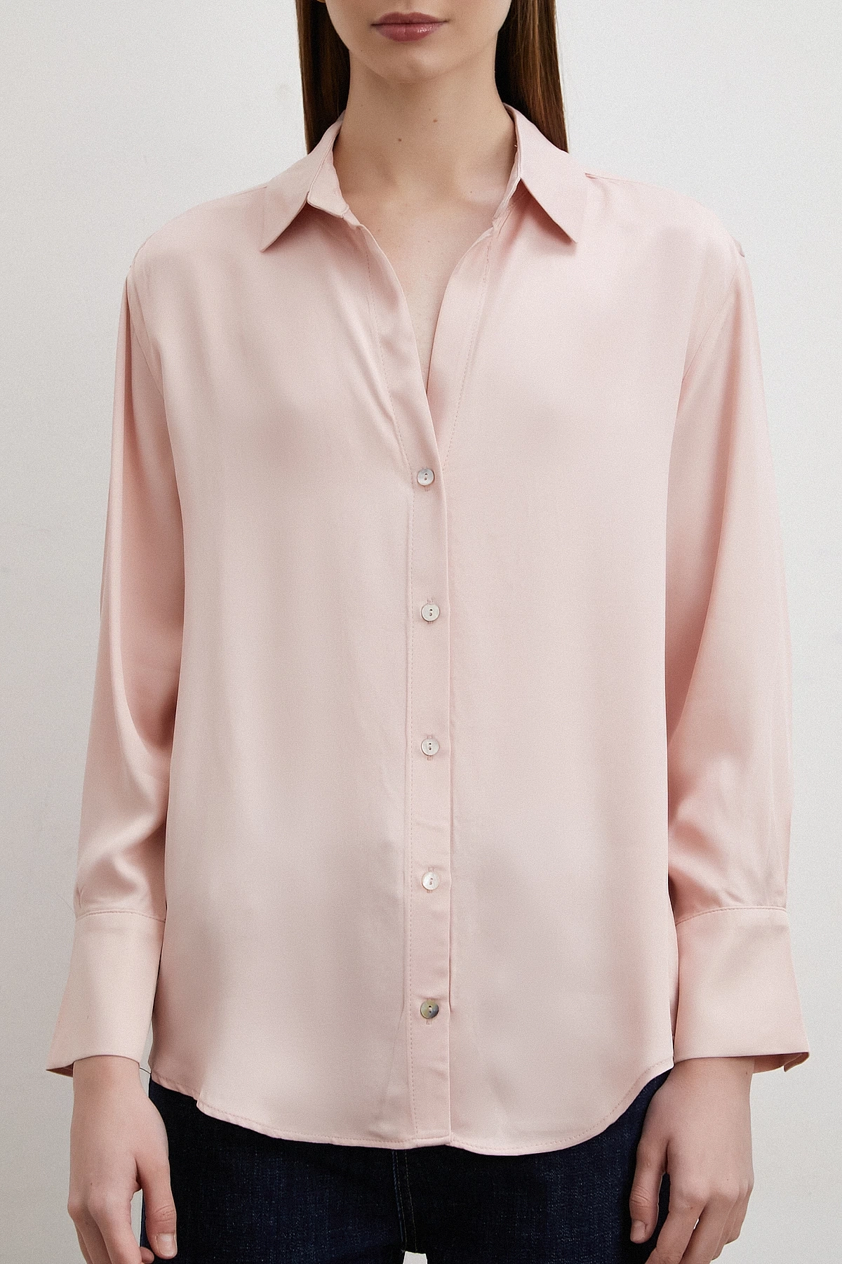 Floş Basic Saten Gömlek Bej