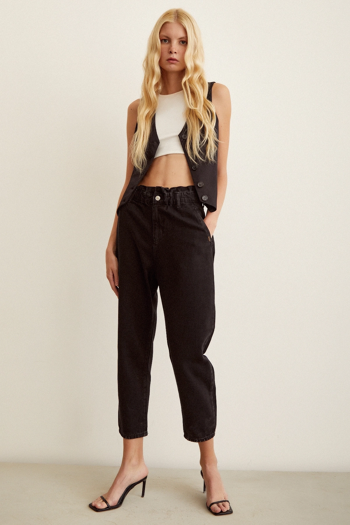 Beli Lastikli Mom Jean Siyah