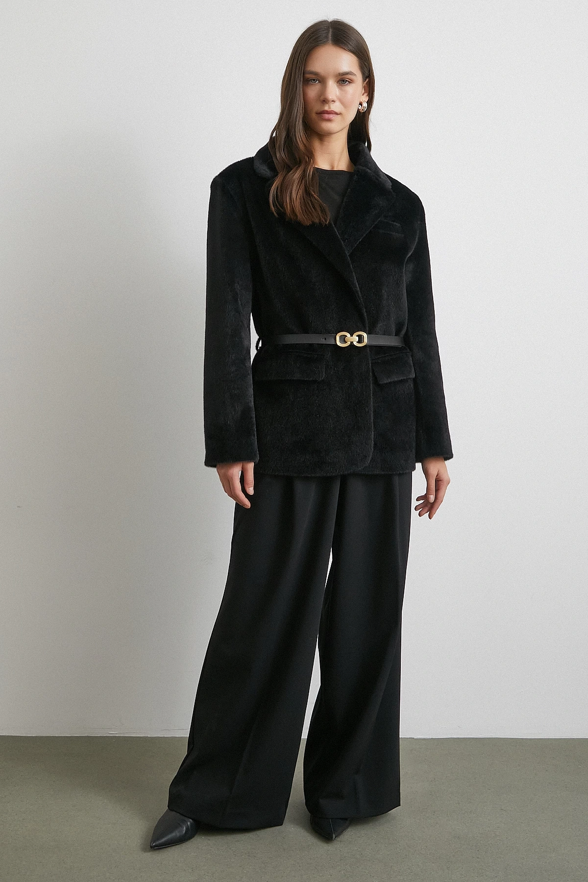 Kemer Tay Flock Ceket Siyah