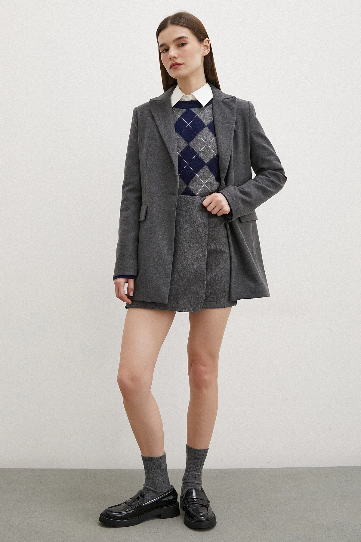 Önü Katlı Kaşe Etek Antirasit