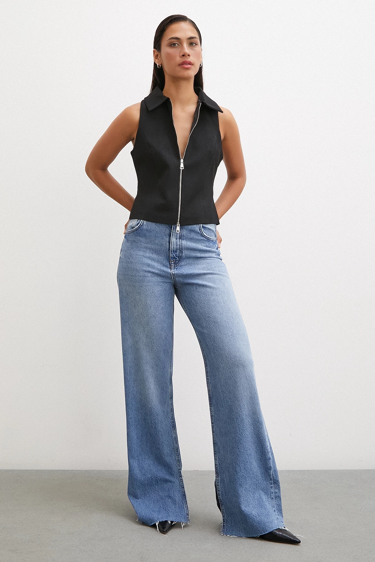 Fermuarlı Yelek Siyah