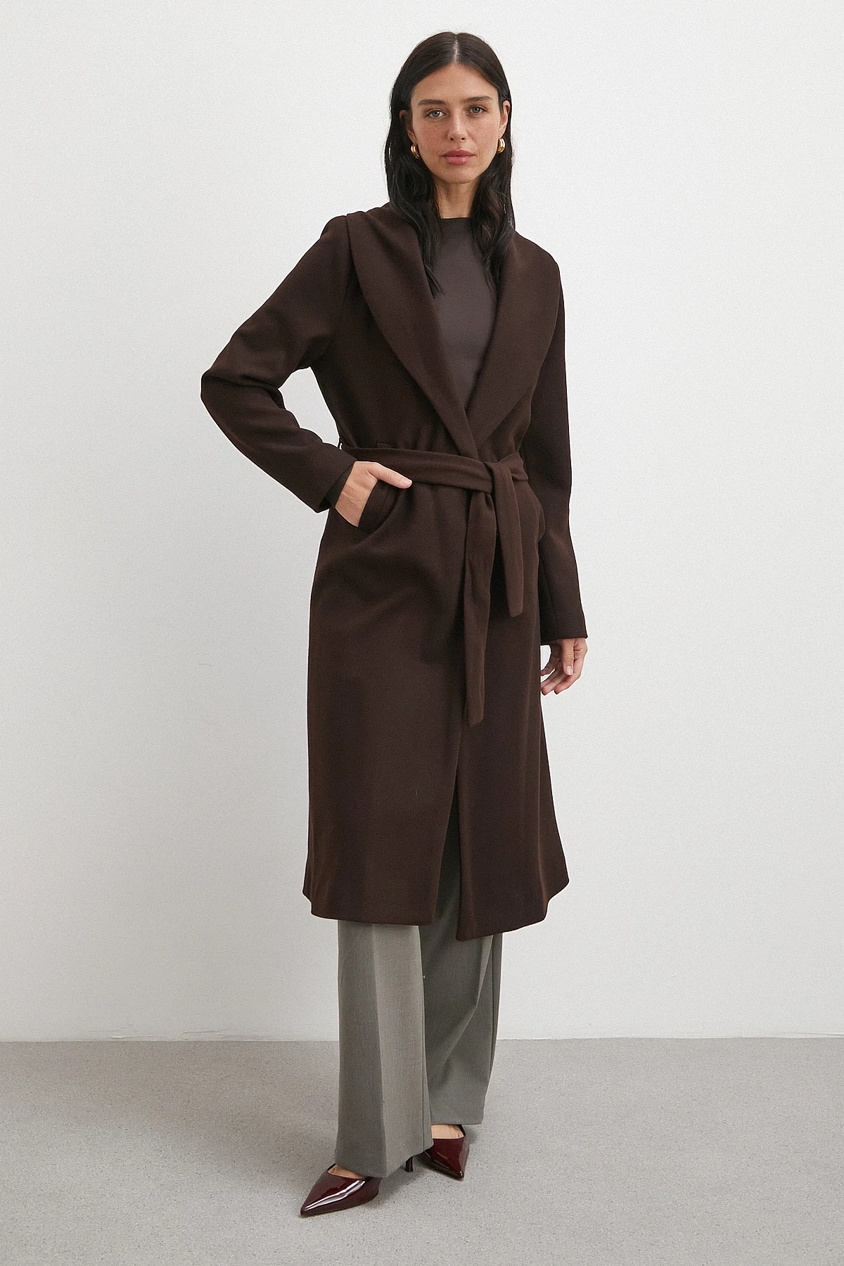 Kuşaklı Kaşe Kaban Kahve