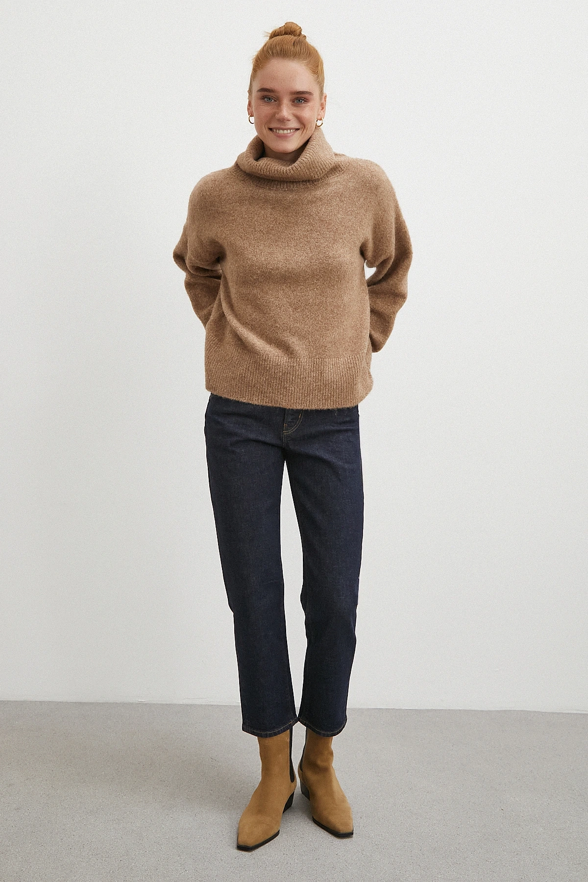 Yüksek Bel Dar Paça Jean Lacivert