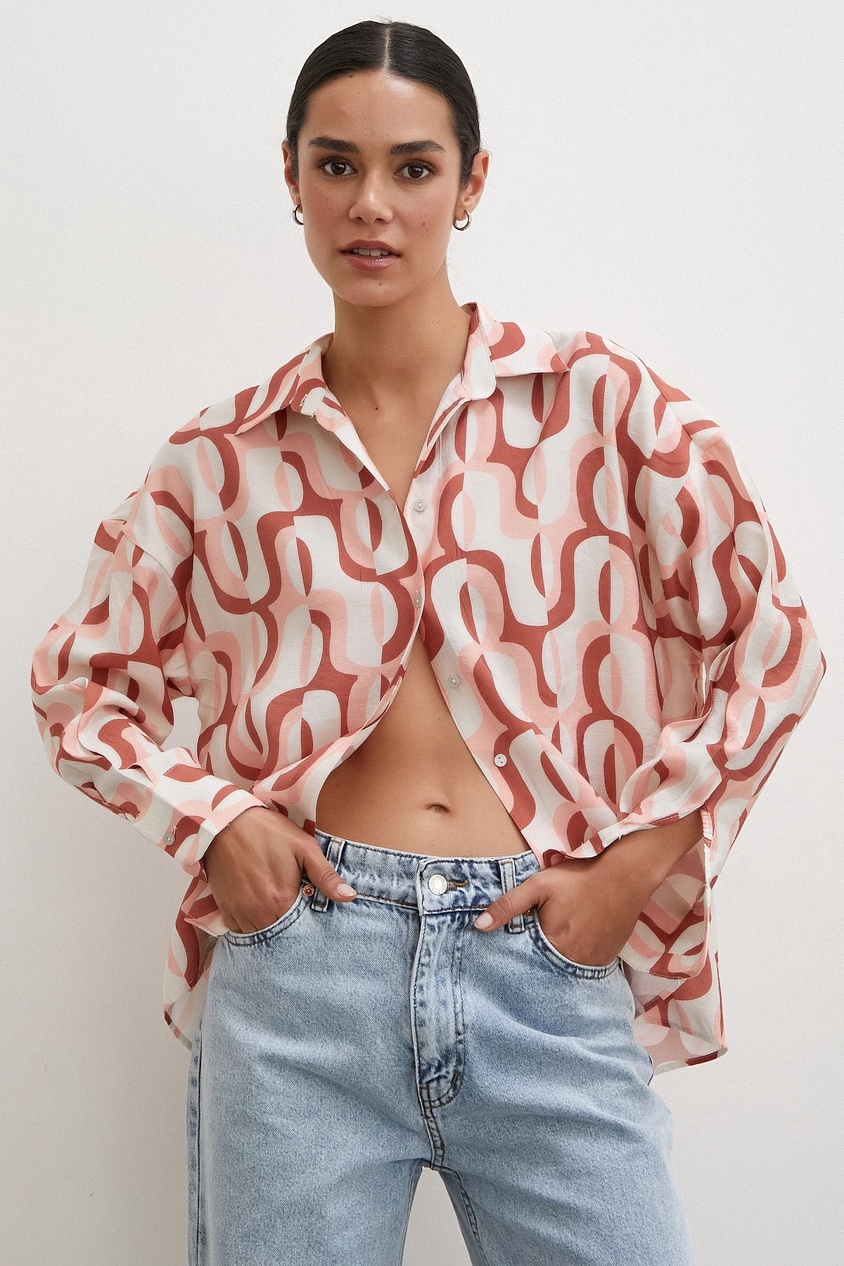 90lar Pop Gömlek Krem