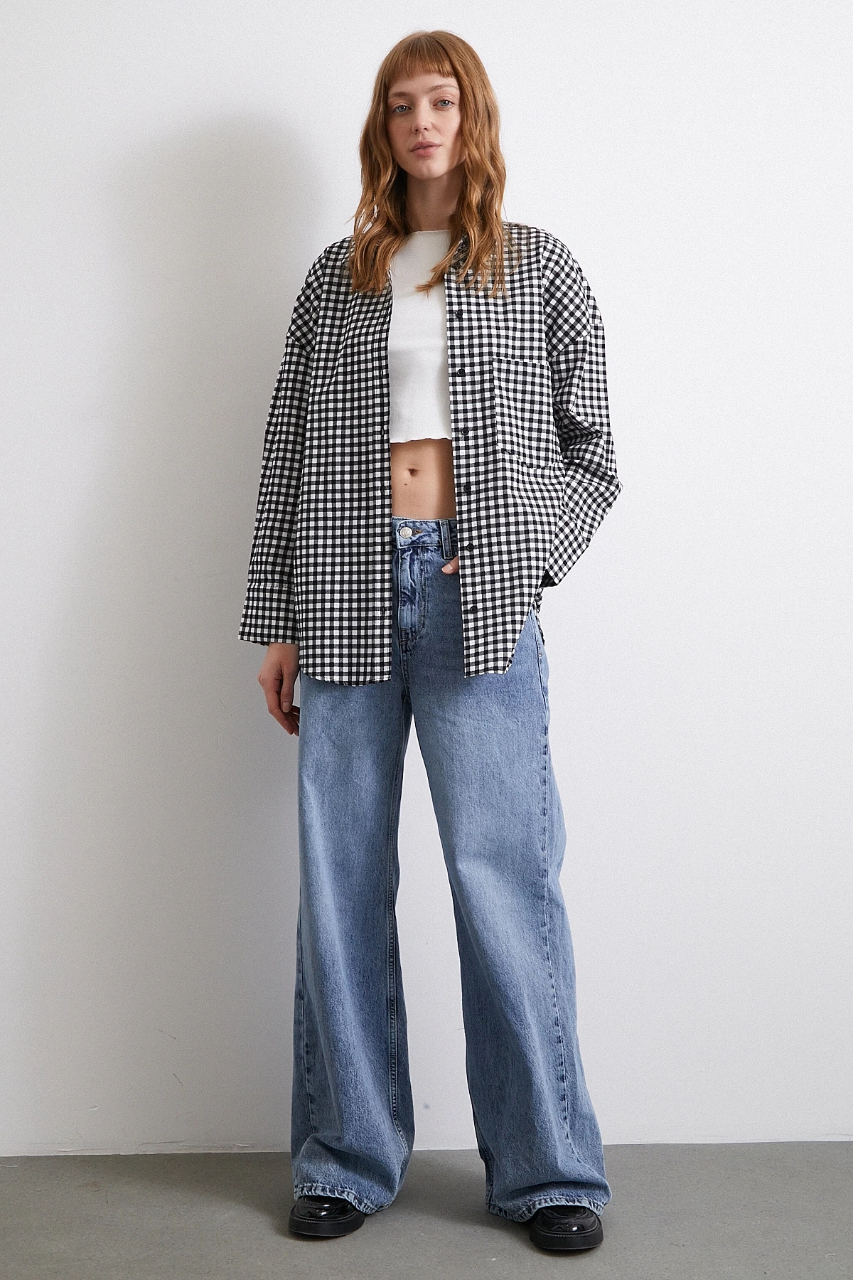 Pamuklu Ekose Gömlek Siyah