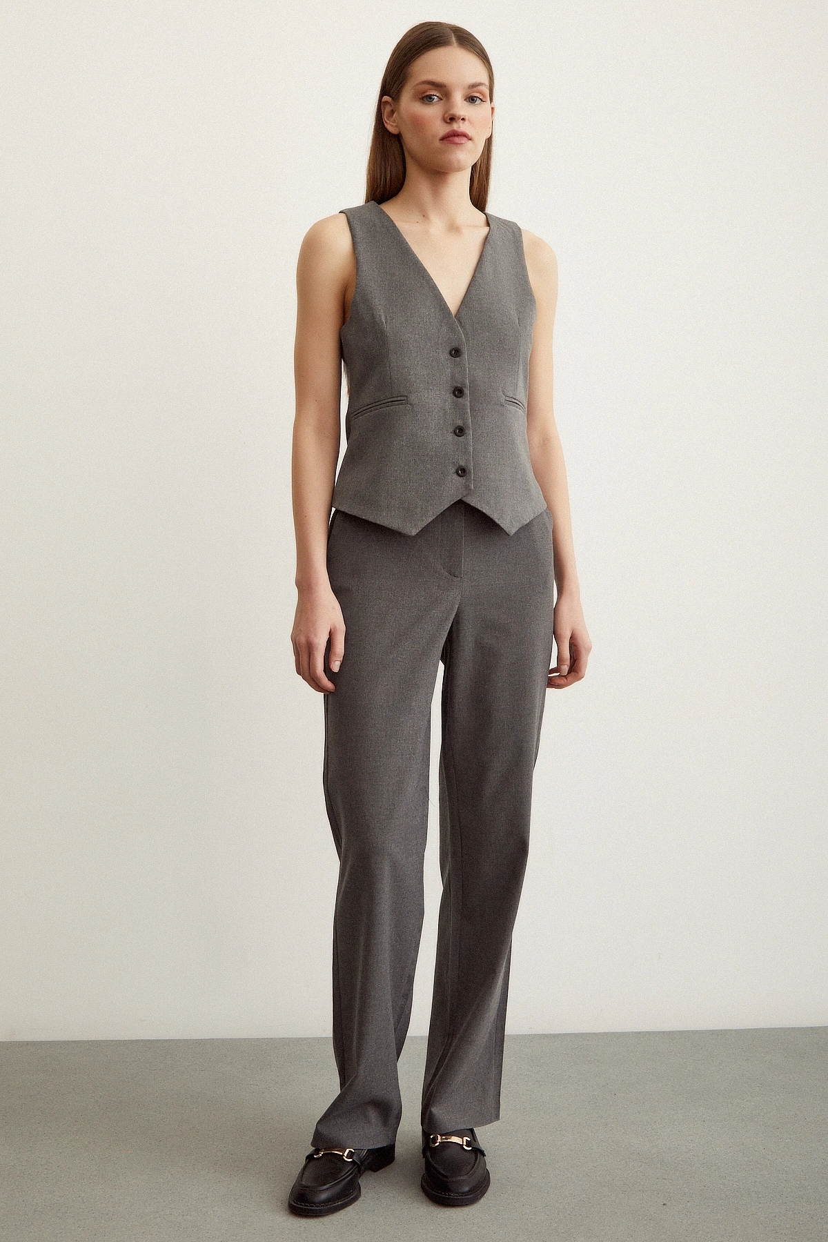 Klasik Boru Paça  Pantolon Gri