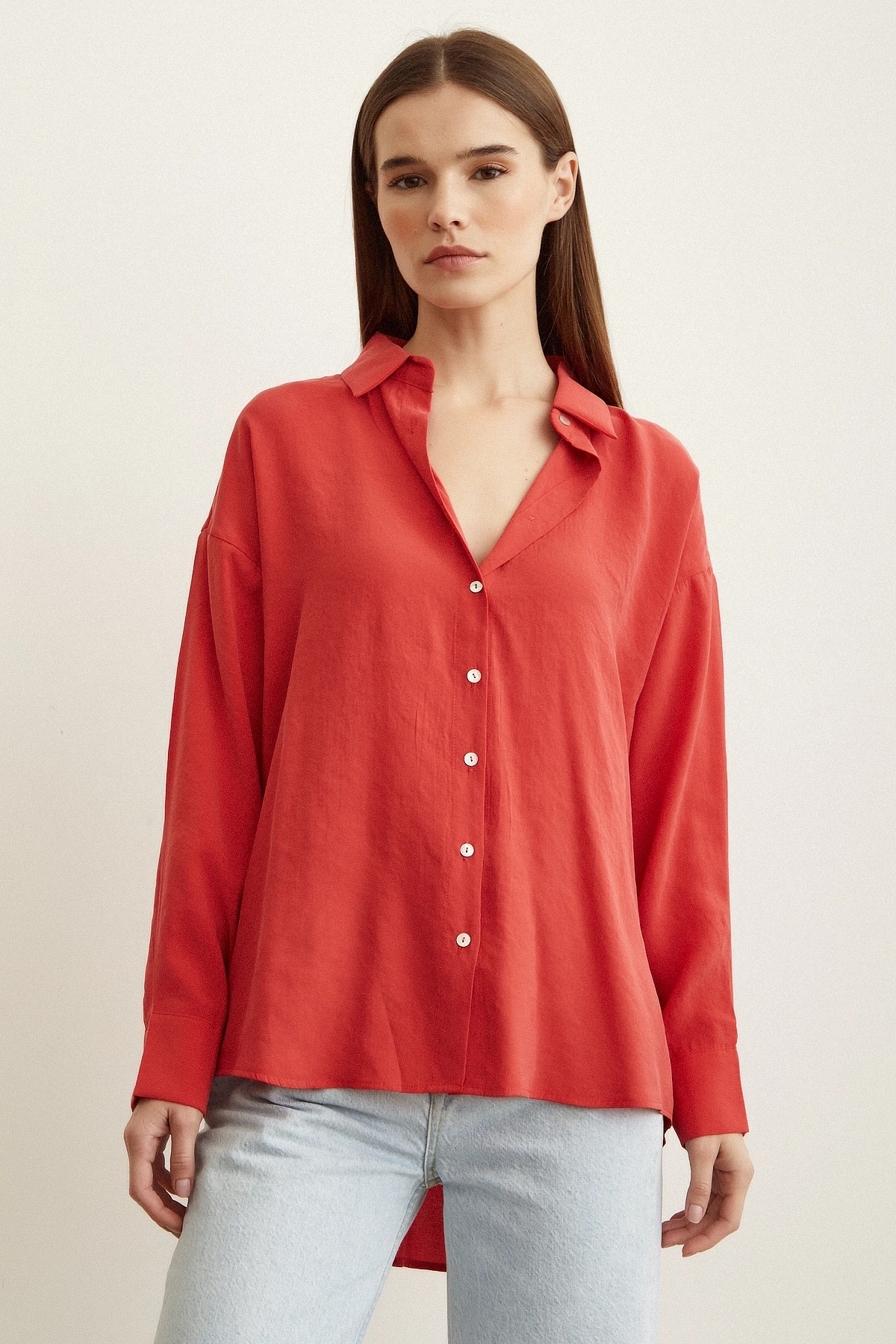 Basic Modal Gömlek Mercan