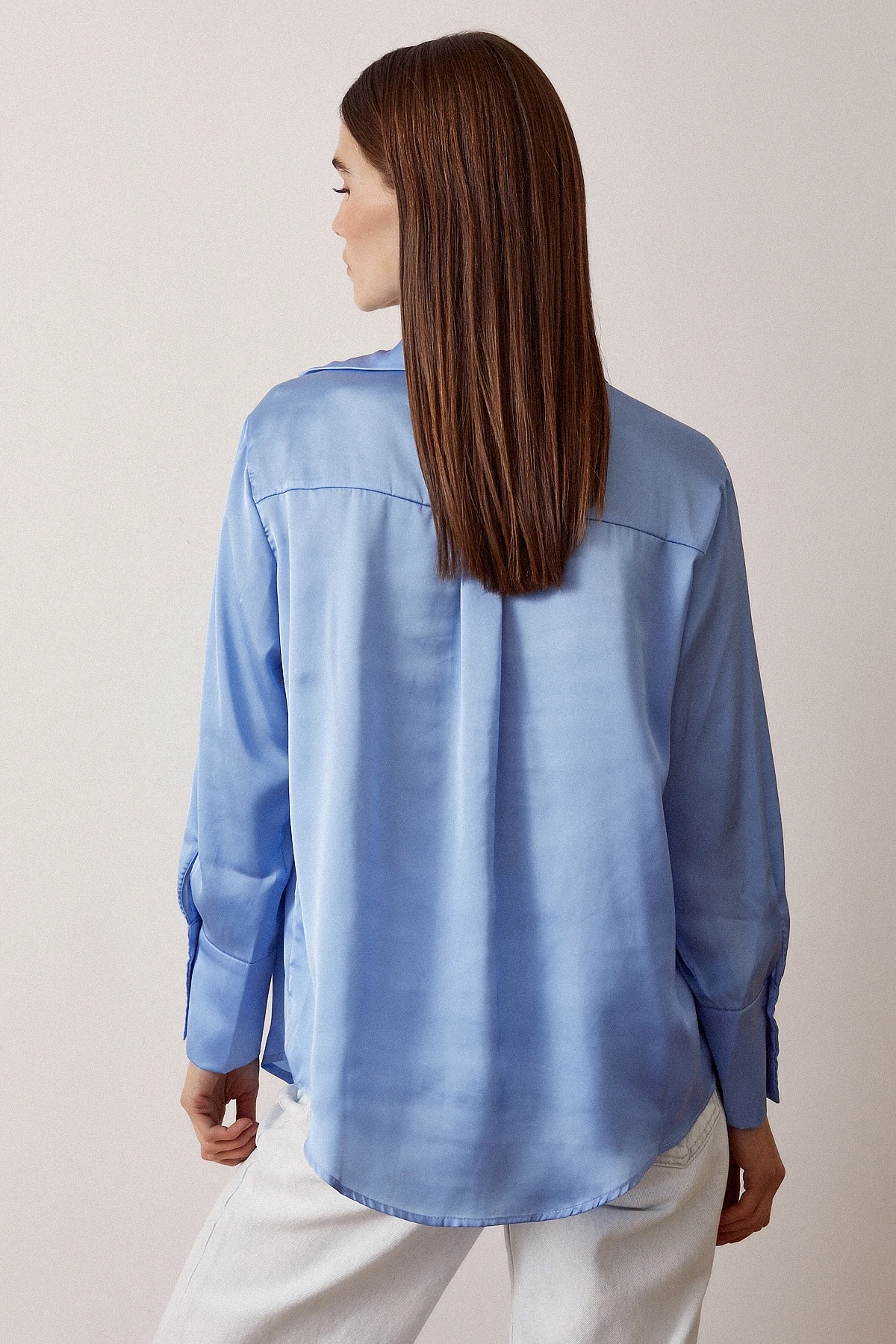 Basic Saten Gömlek Açık Mavi