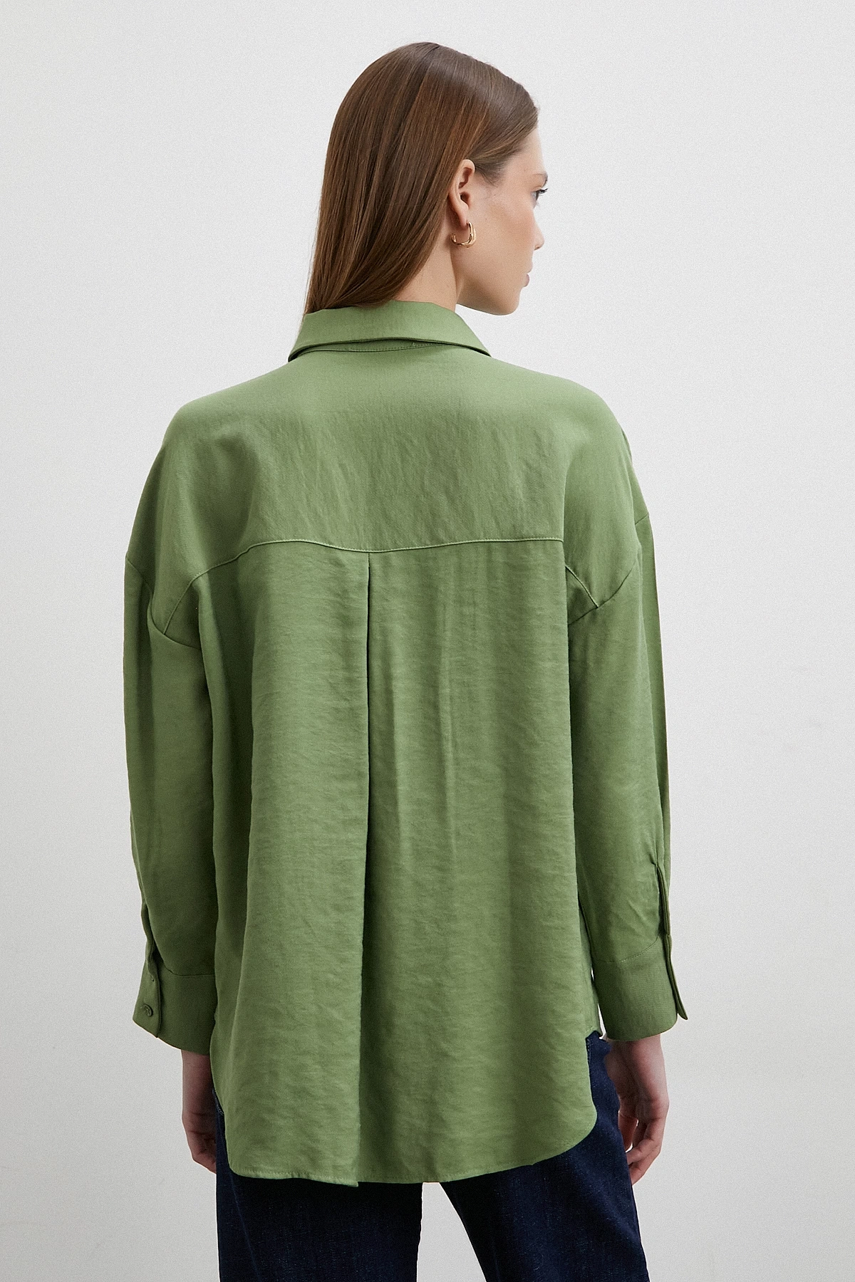 Mars Tencel Dökümlü Gömlek Yeşil