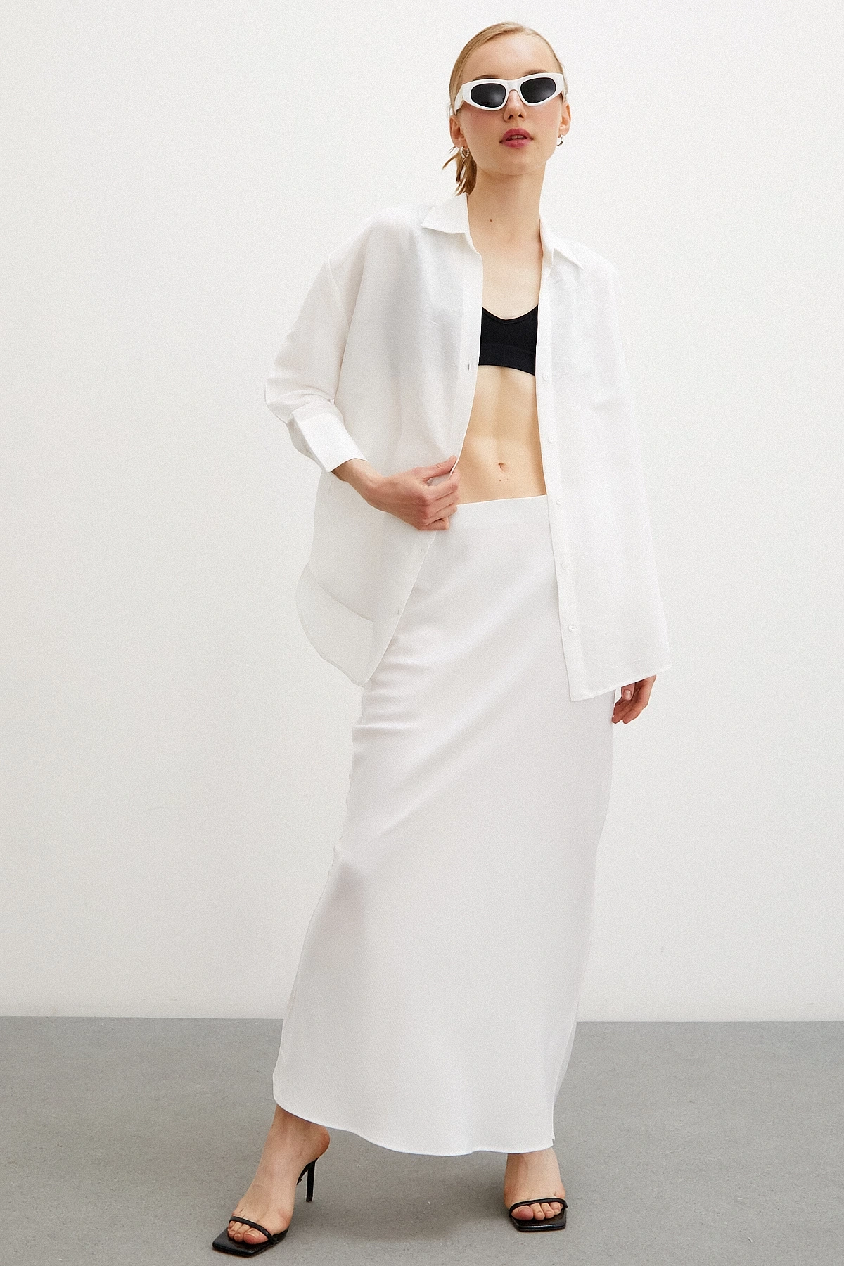 Fakir Kol Keten Gömlek Beyaz