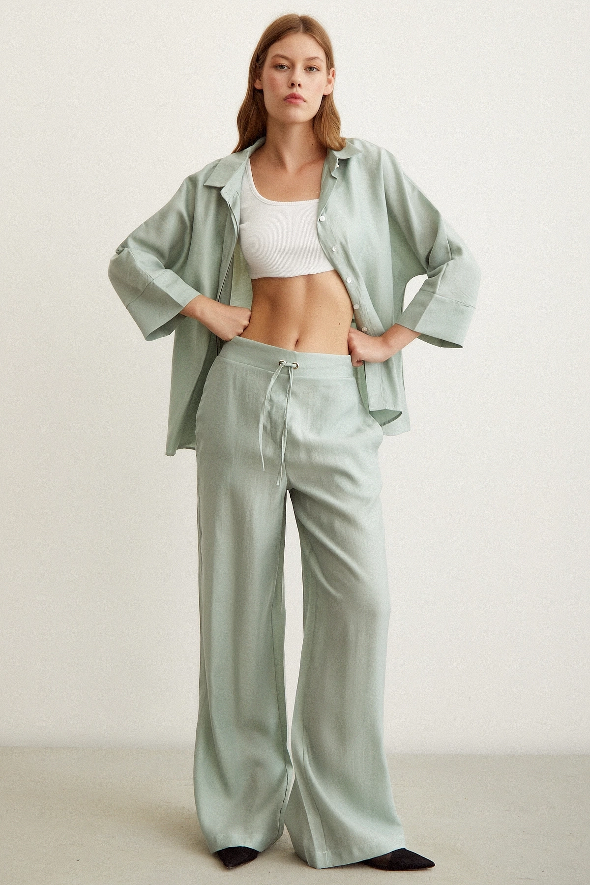 Beli Lastikli Pantolon Mint