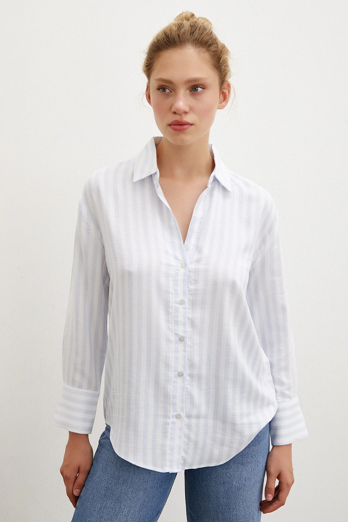 Çizgili Gömlek Mavi