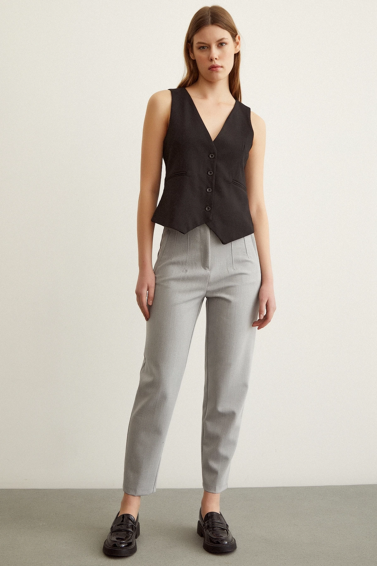 Skinny Kumaş Pantolon Gri