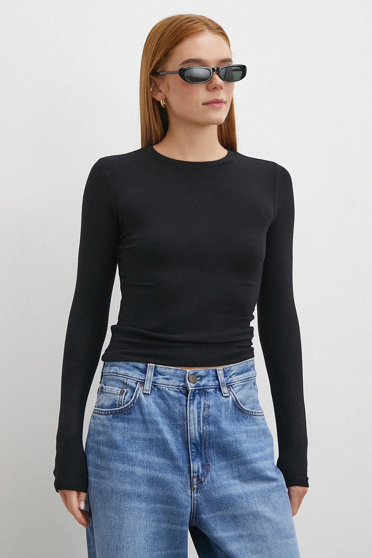 Kol Yırtmaçlı Bluz Siyah