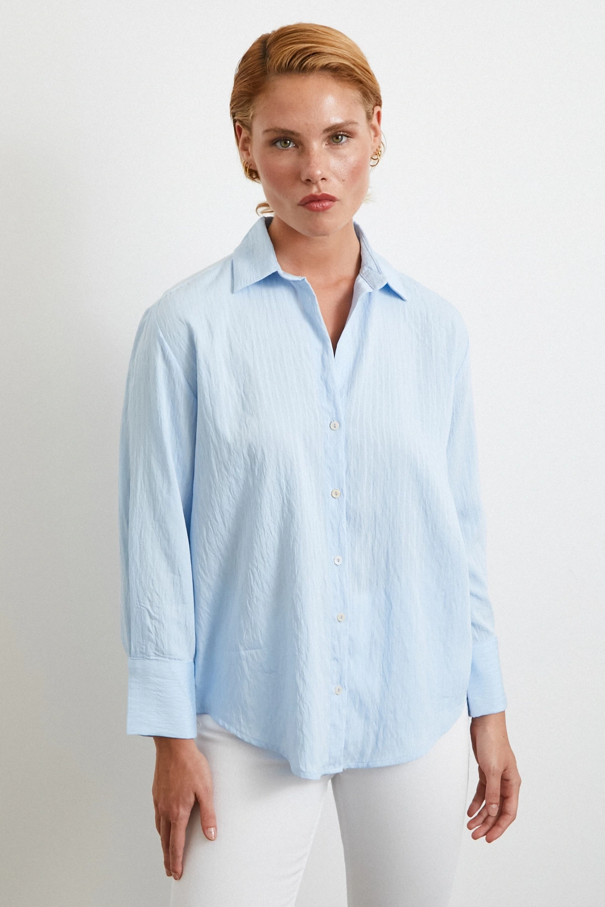 Paralel Çizgili Gömlek Mavi