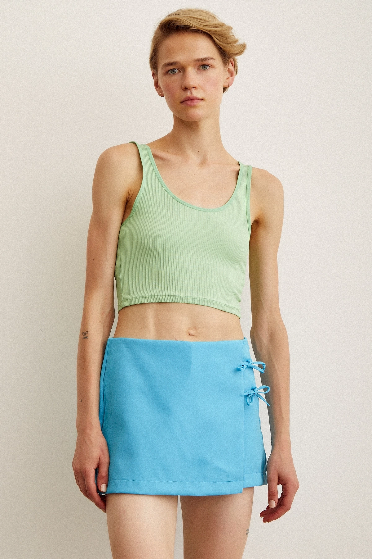 Askılı Crop Bluz Yeşil