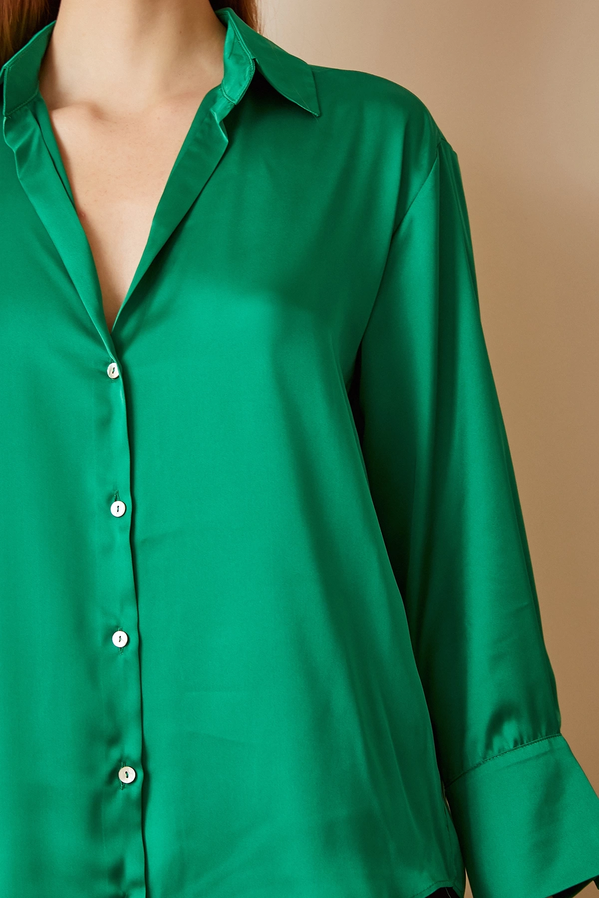 Basic Saten Gömlek Yeşil