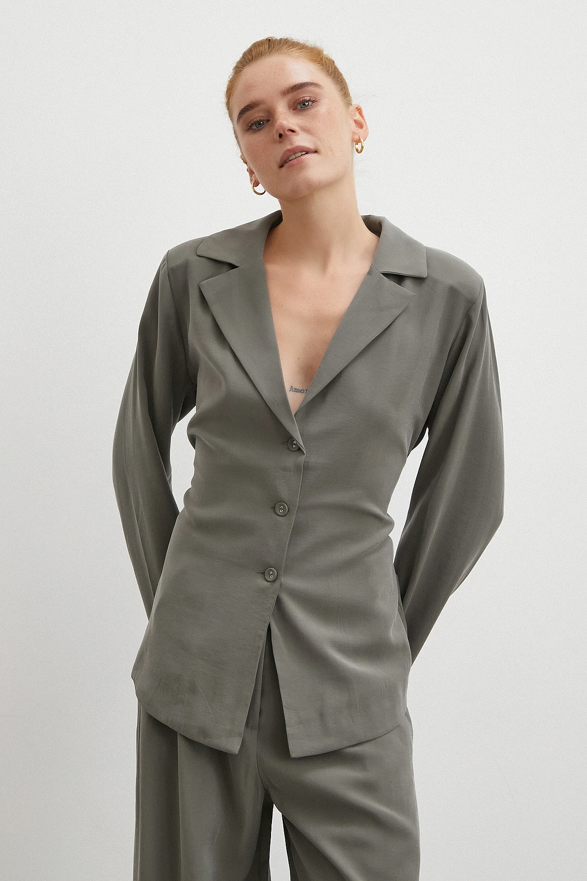 Gömlek Pantolon Modal Takım Haki