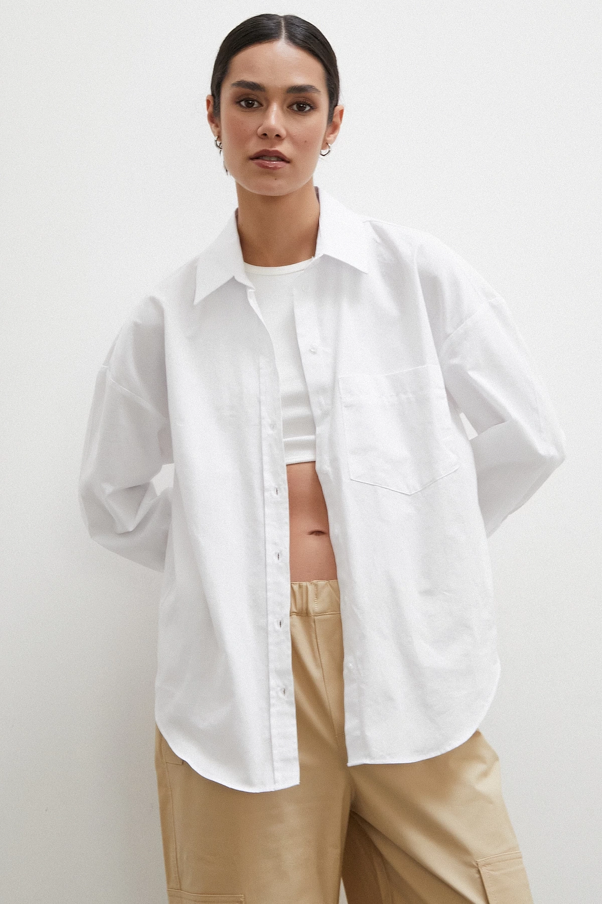 Regular Fit Poplin Gömlek Beyaz