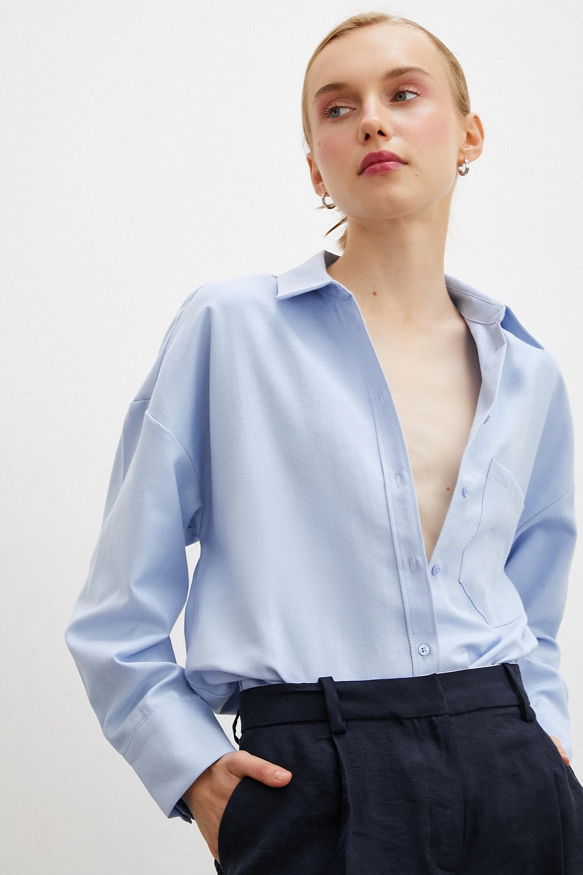 Klasik Gömlek Buz Mavisi