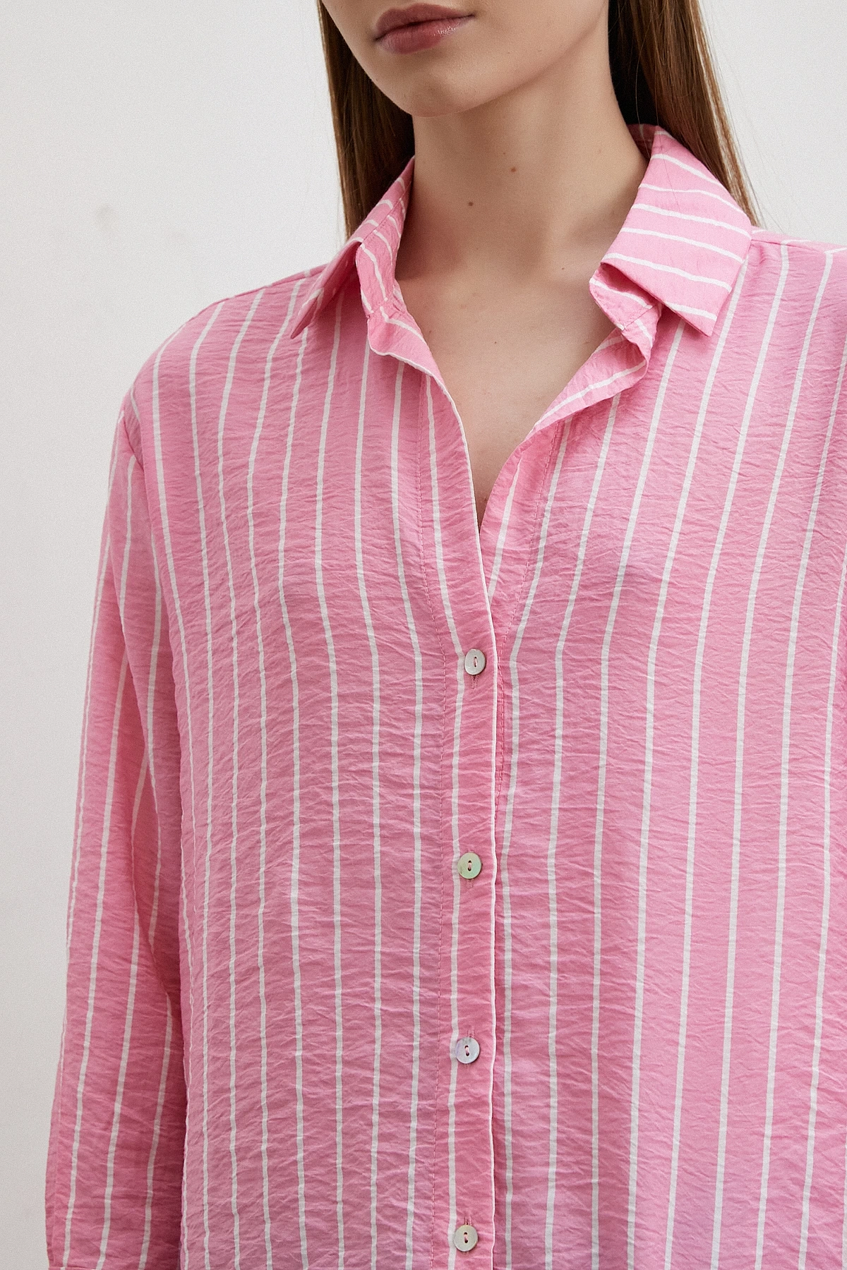 Çizgi Desenli Gömlek Pembe