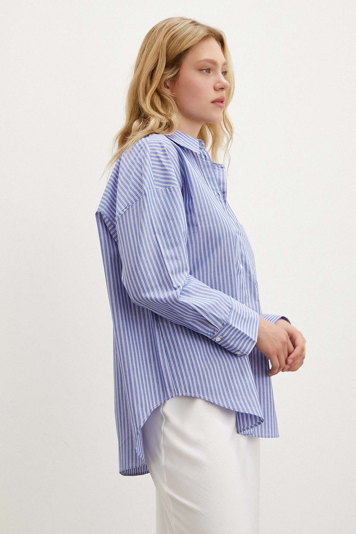 Çizgili Gömlek Mavi