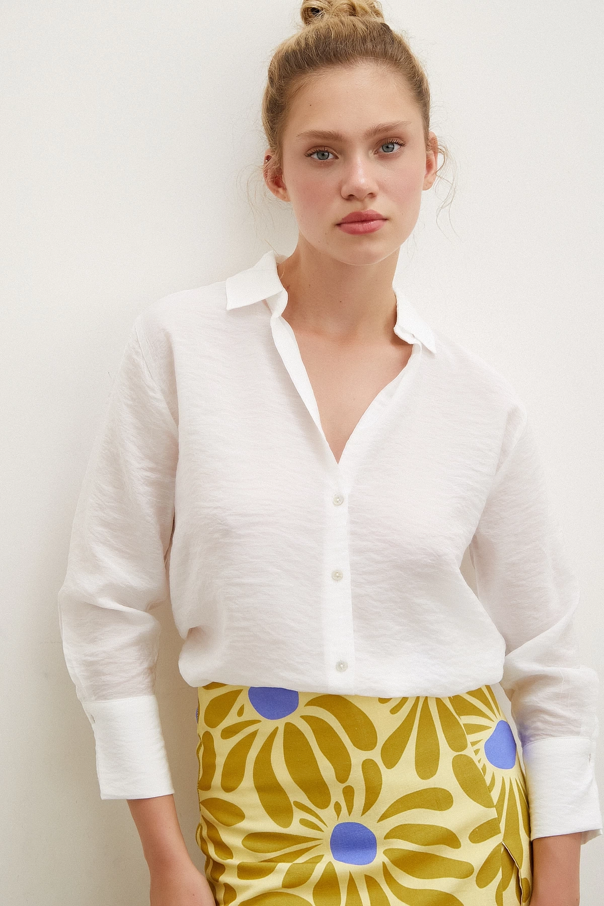 Desenli Şort Etek Sarı