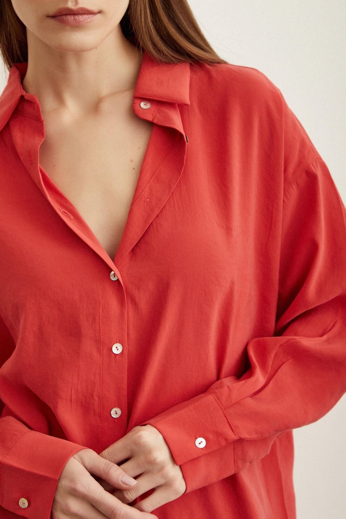 Basic Modal Gömlek Mercan