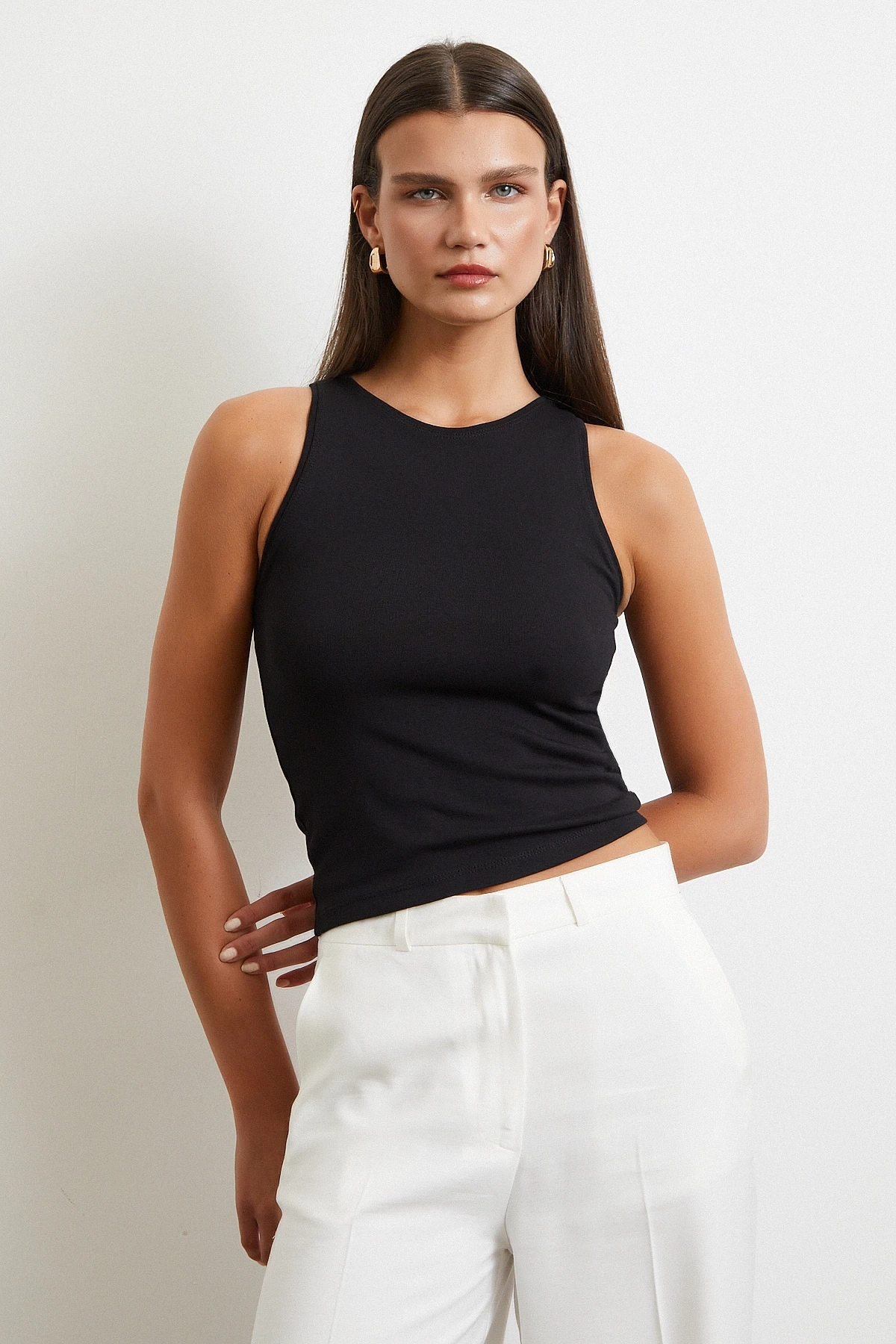 Basit Crop Top Siyah