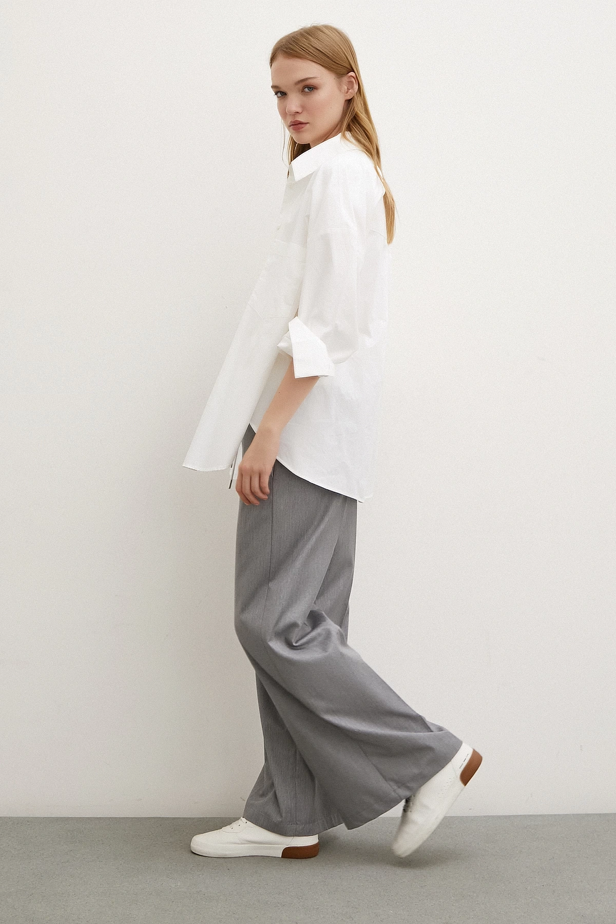 Beli Latikli Garnili Pantolon Gri