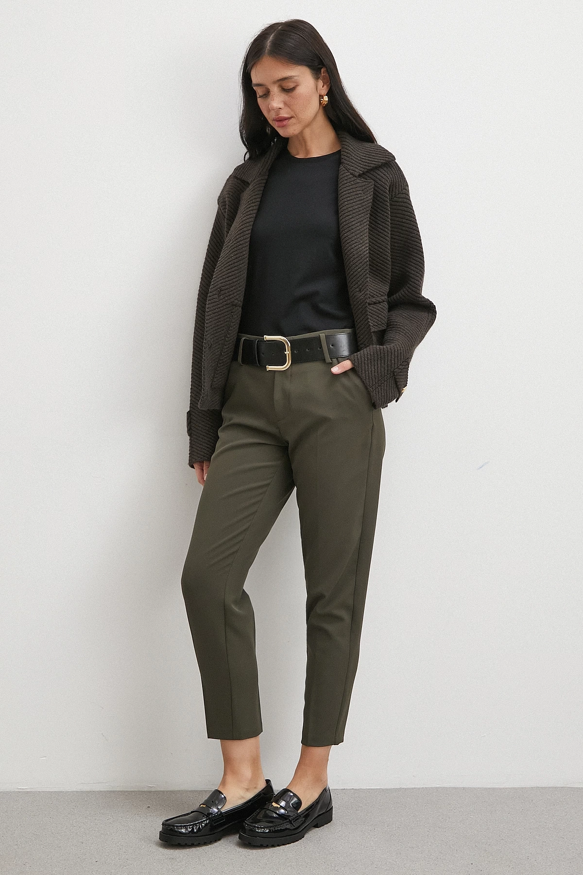 Kemer Havuç Paça Pantolon Haki