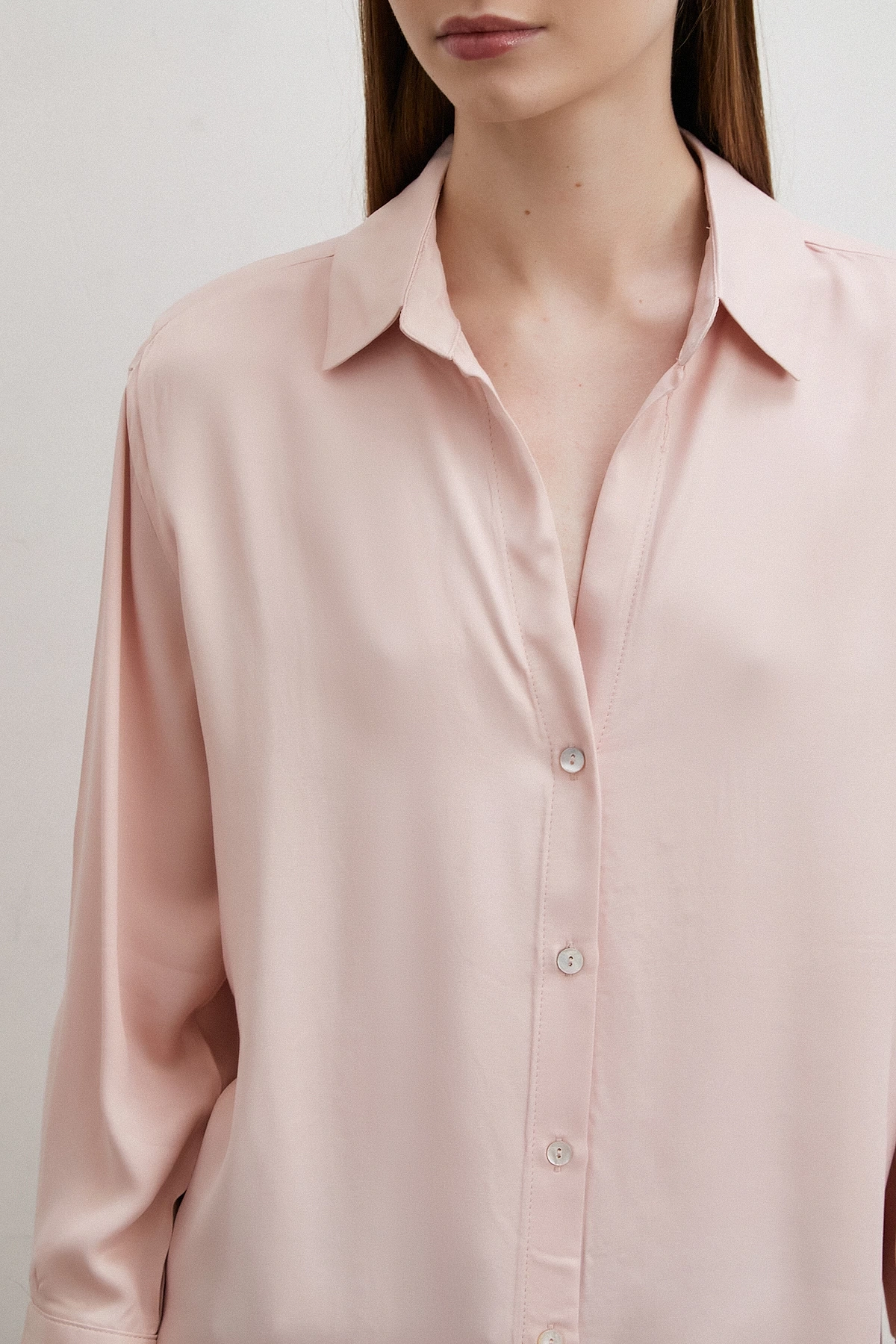 Floş Basic Saten Gömlek Bej