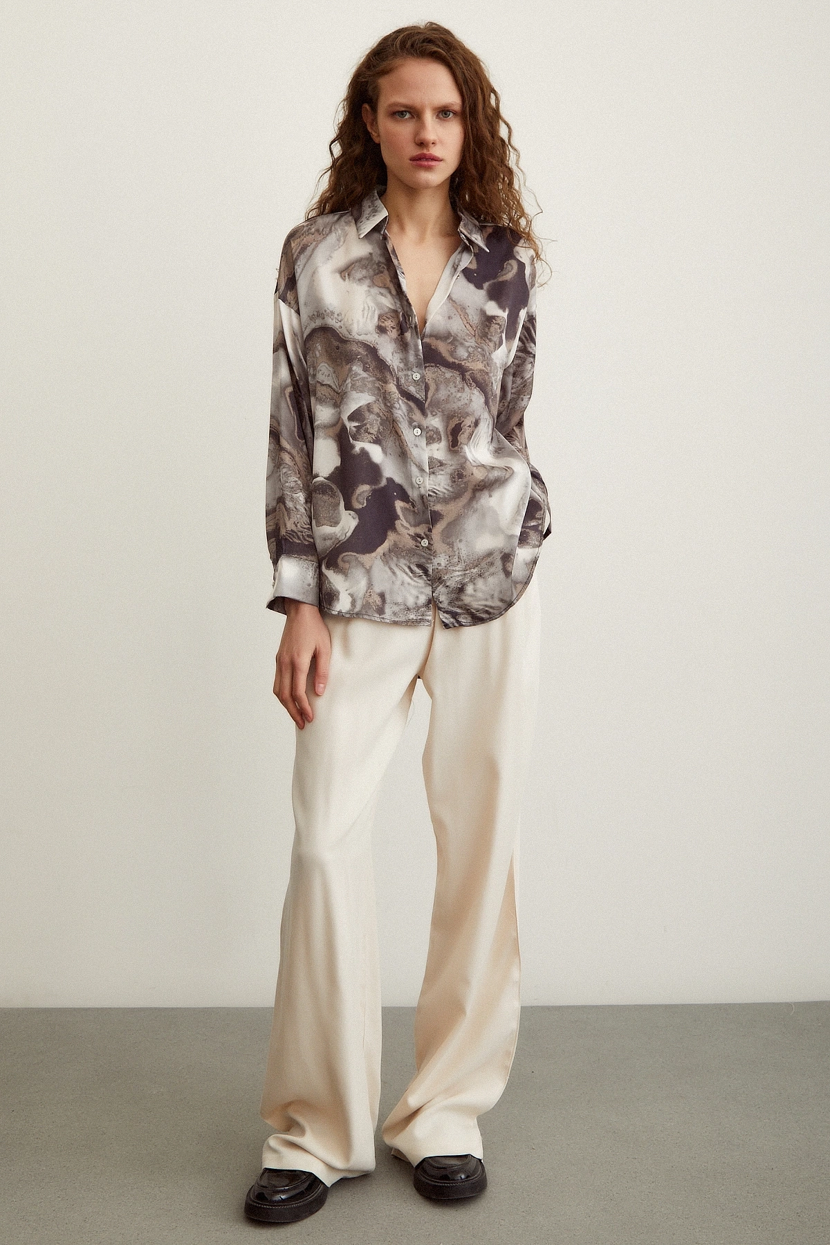 Batik Desen Gömlek Gri