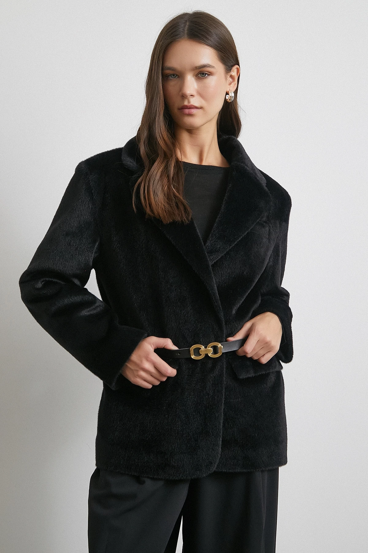 Kemer Tay Flock Ceket Siyah