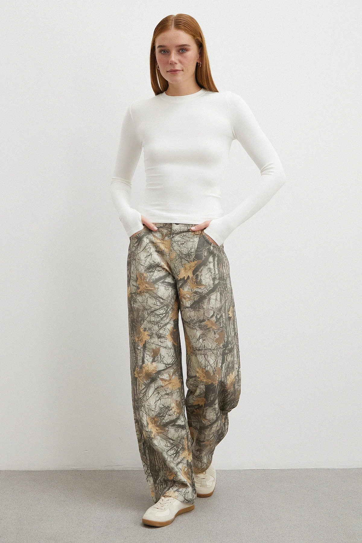 Desenli Boyfriend Premium Jean Bej