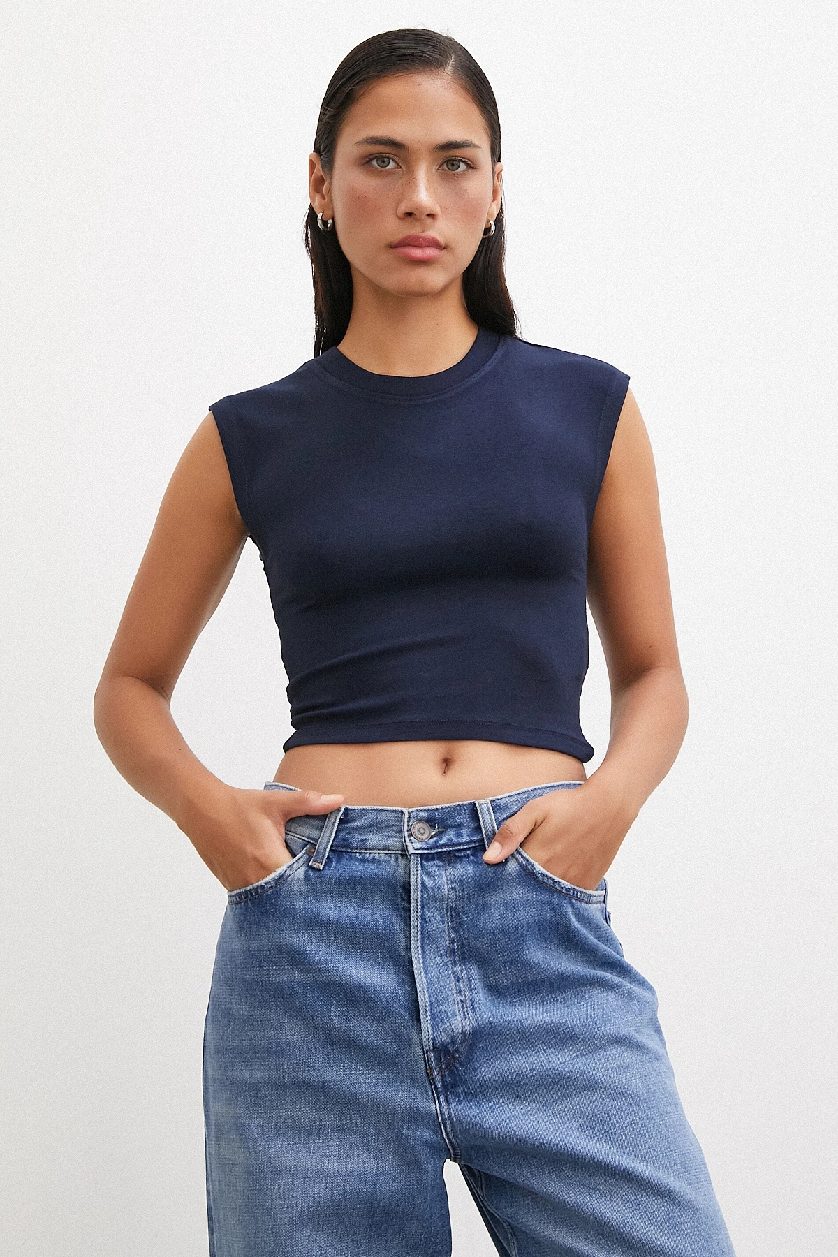 Sıfır Kol T-shirt Lacivert