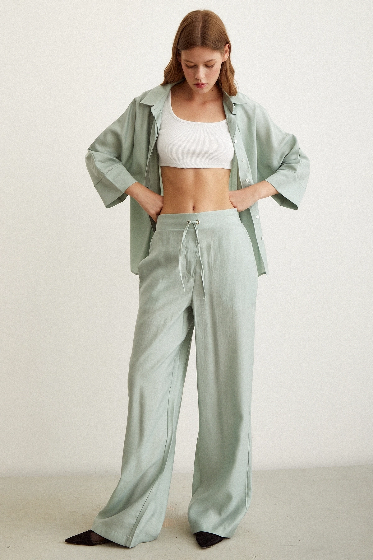 Beli Lastikli Pantolon Mint