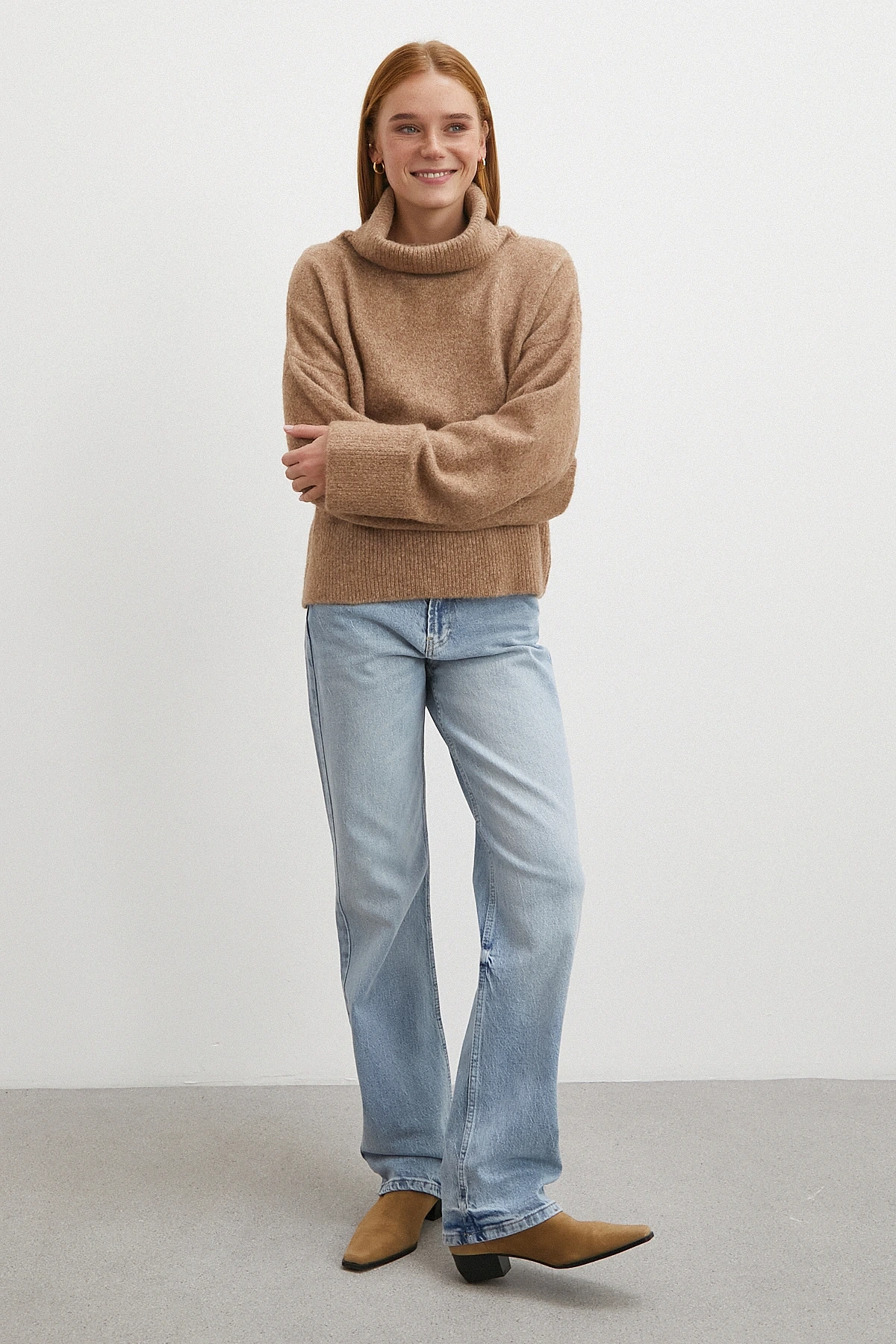 Yüksek Bel Straight Fit Jean Buz Mavisi