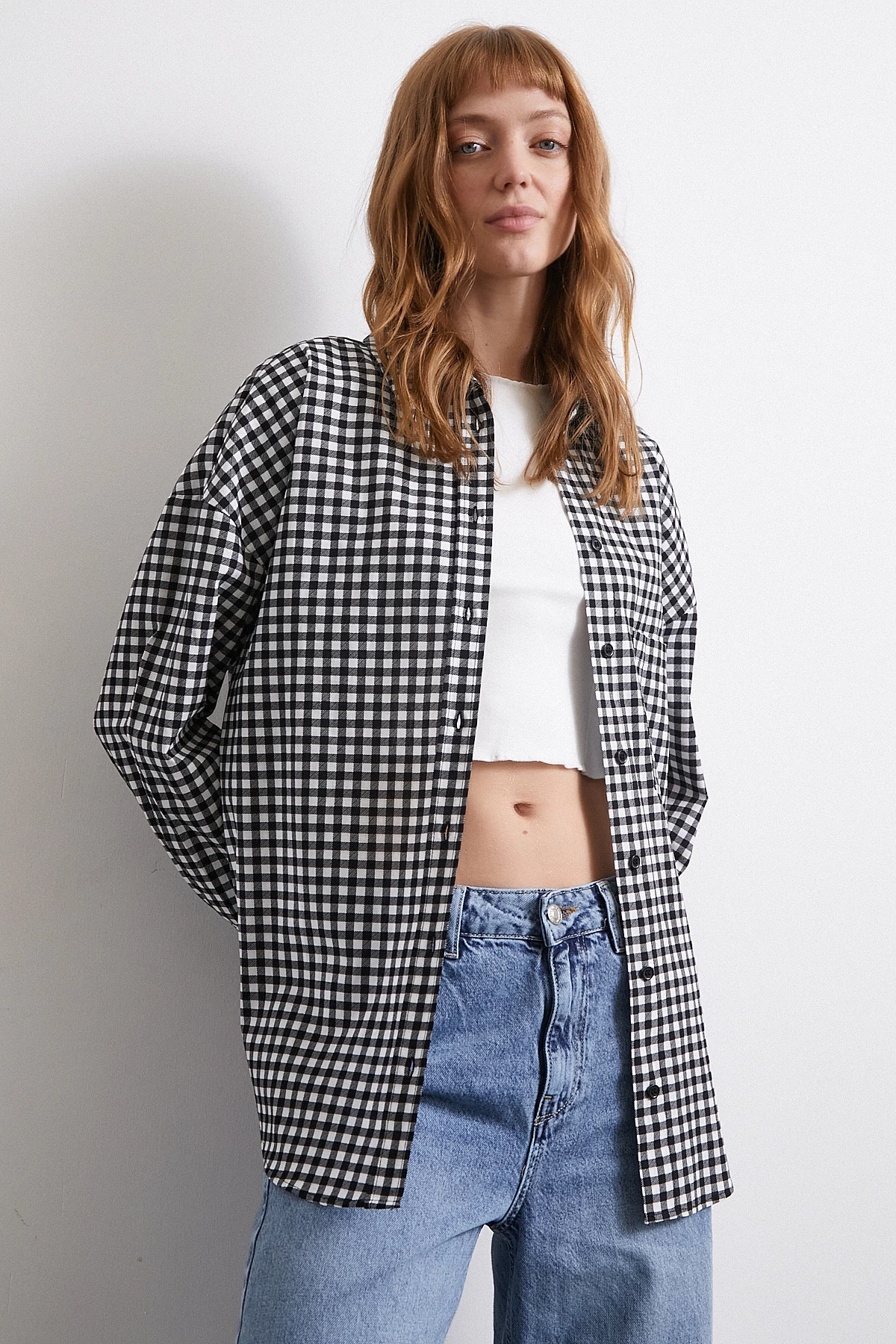 Pamuklu Ekose Gömlek Siyah