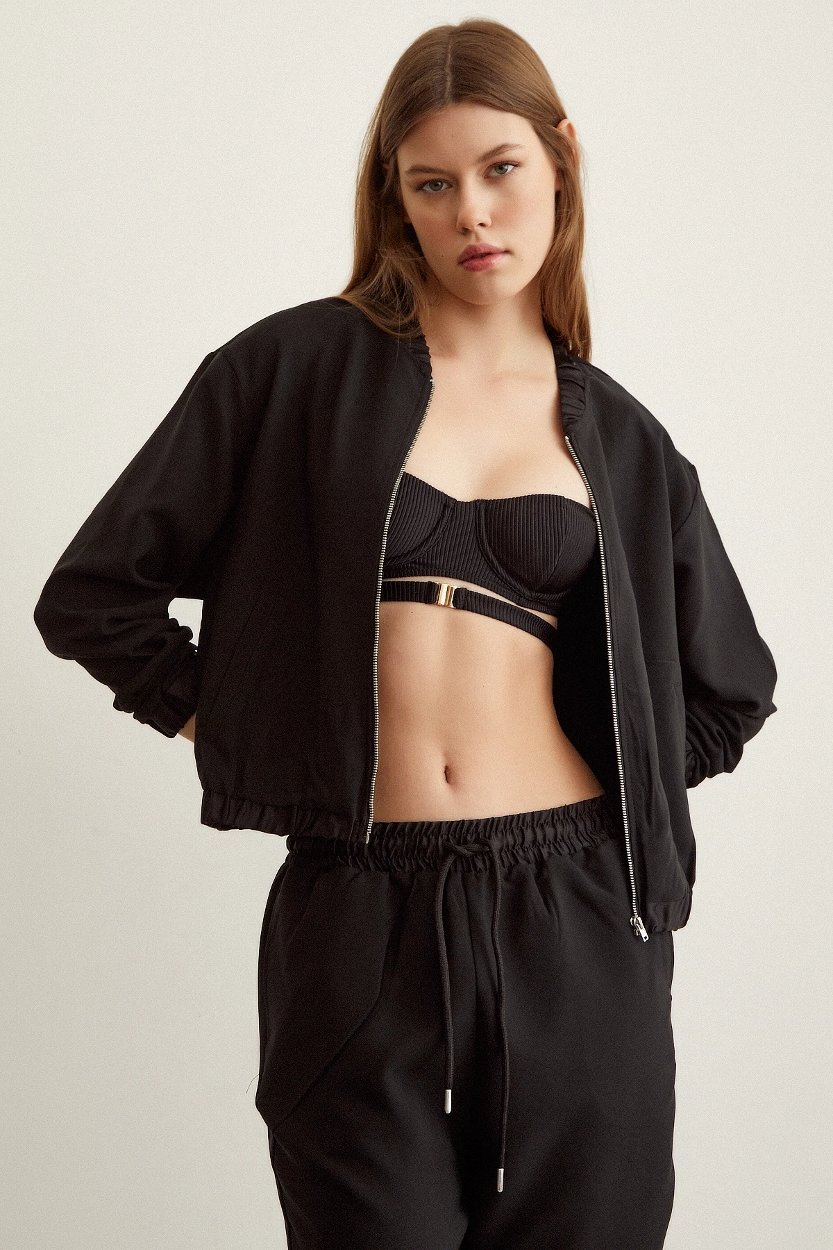 Likralı Eşofman Takımı Siyah