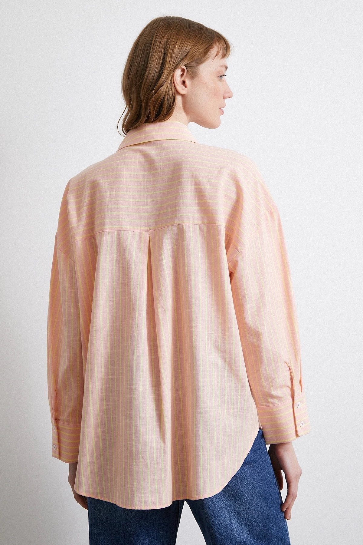 Filamingi Çizgili Gömlek Pudra