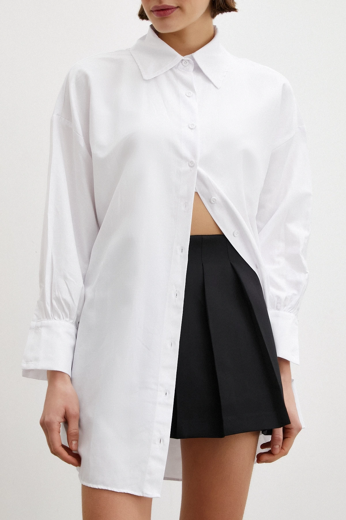 Gömlek Etek Elbise Siyah