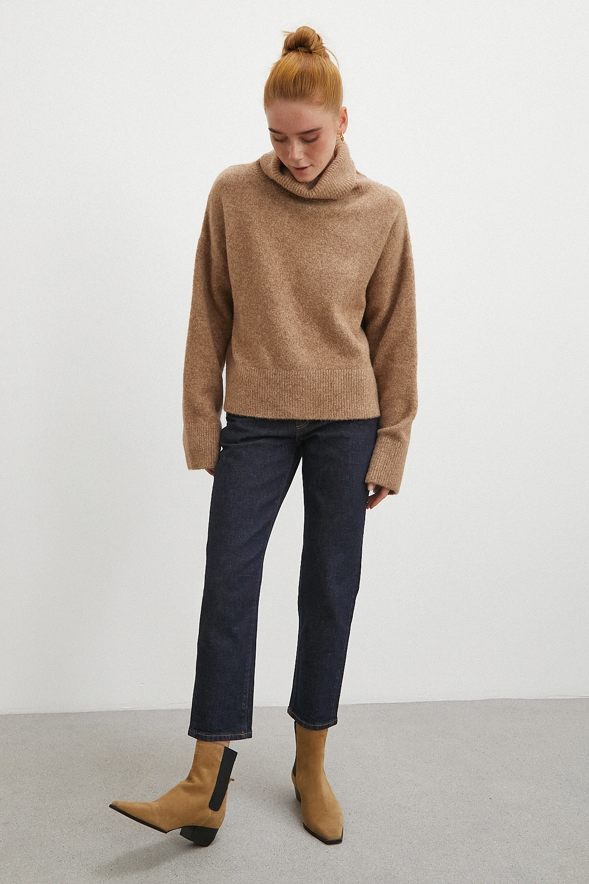 Yüksek Bel Dar Paça Jean Lacivert