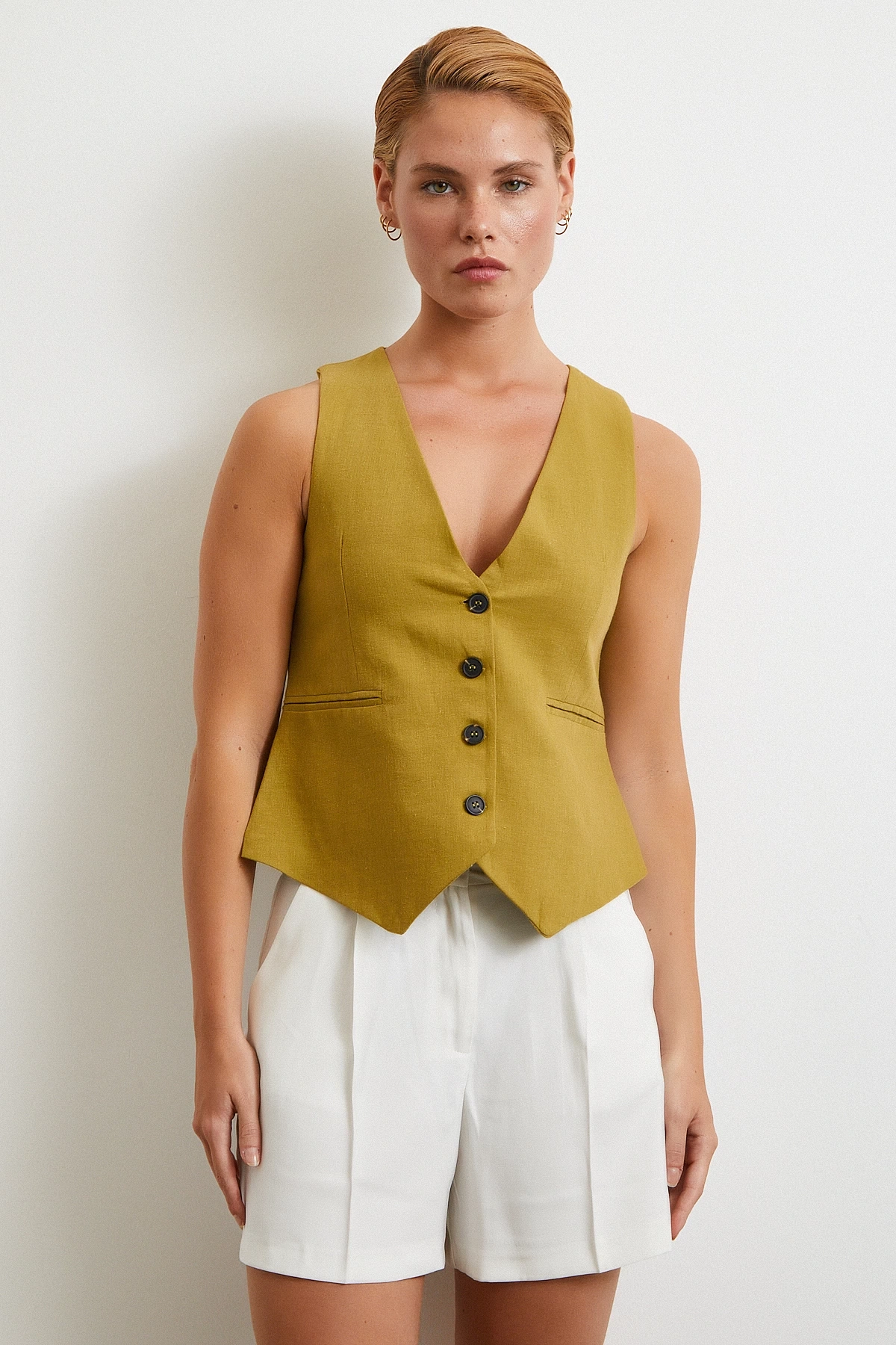 Piliseli Şort Etek Ekru