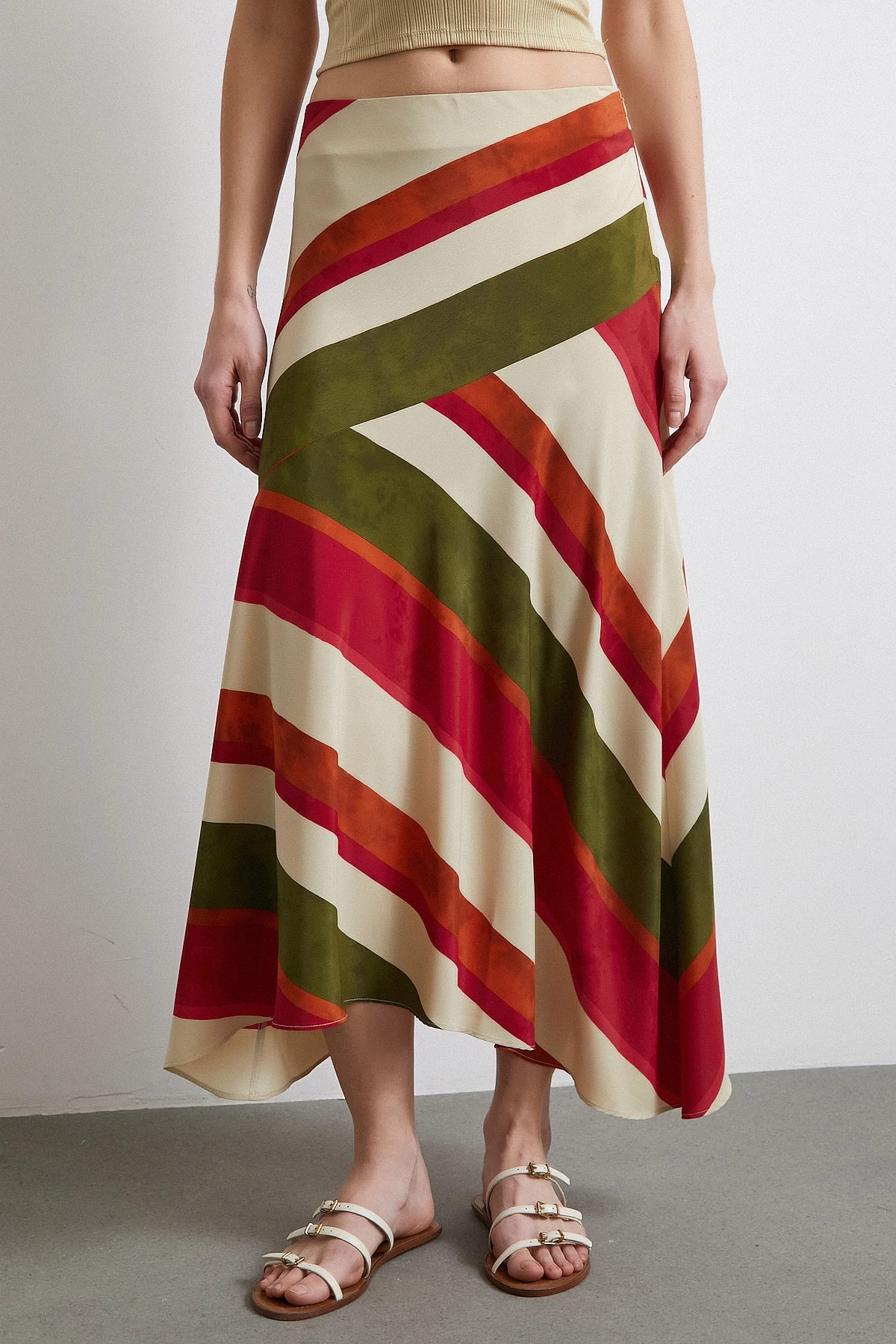 Chery Çizgili Verev Etek Bej