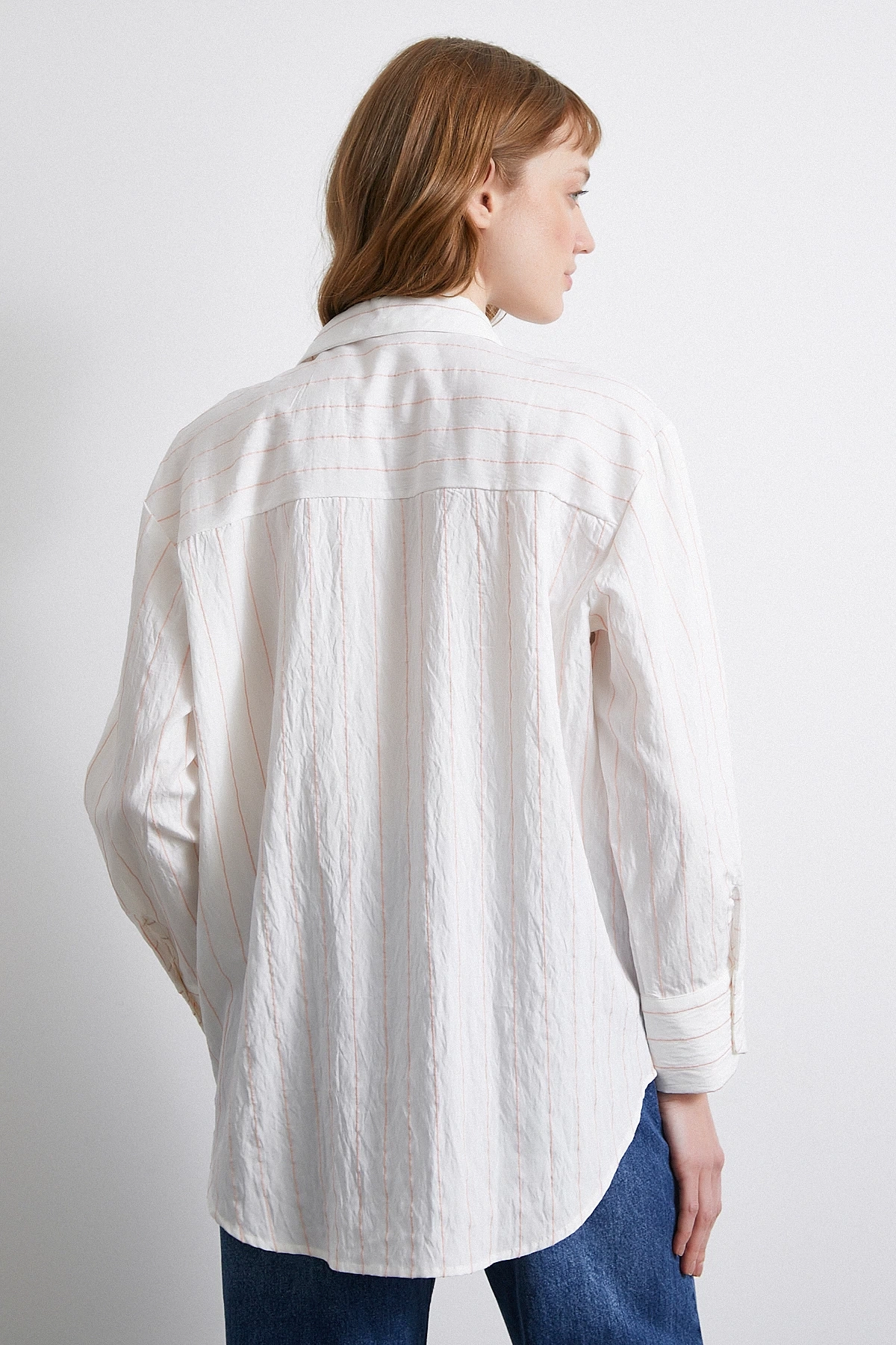 Çizgili Cepli Gömlek Pembe