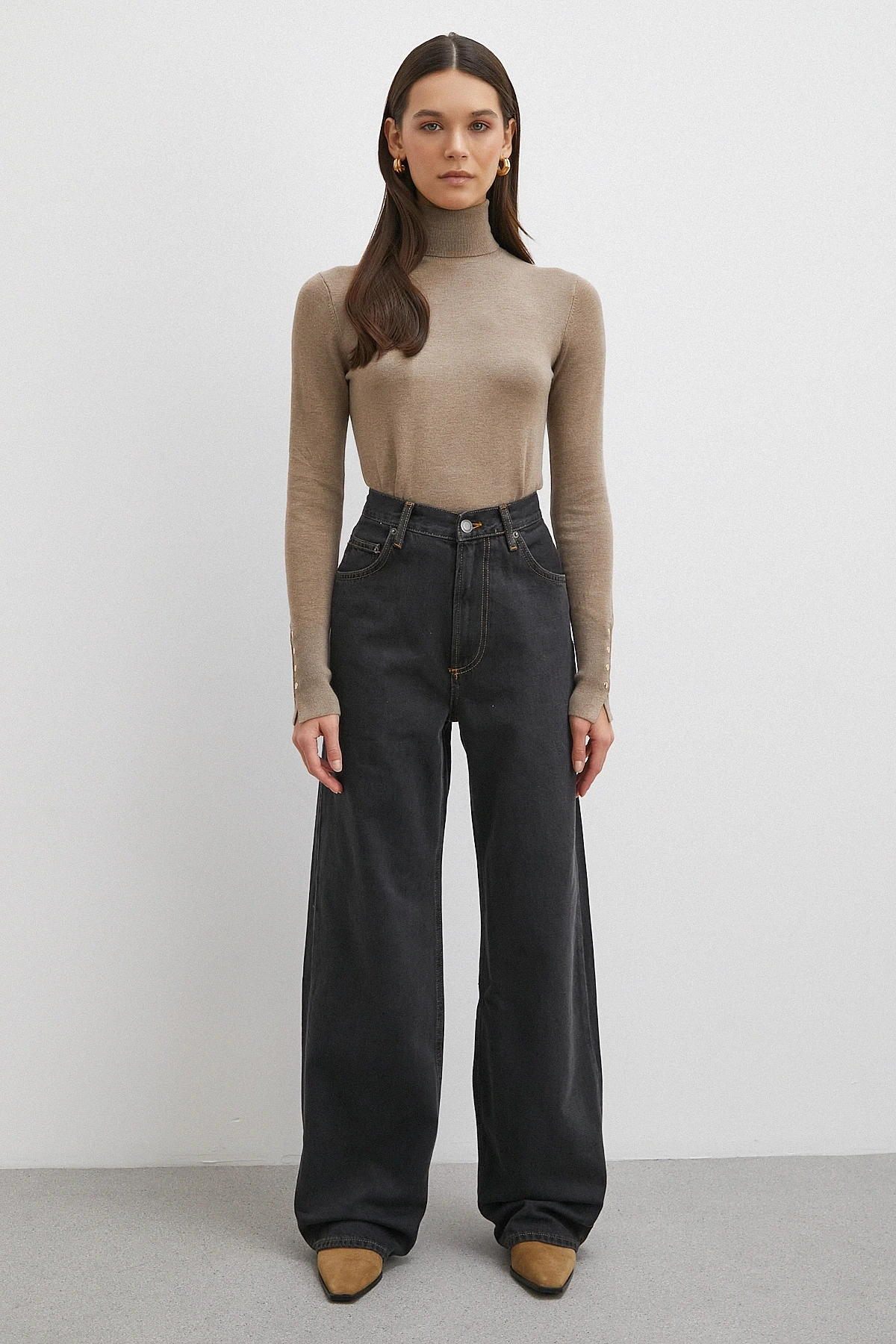 Beş Cepli Yüksek Bel Jean Siyah