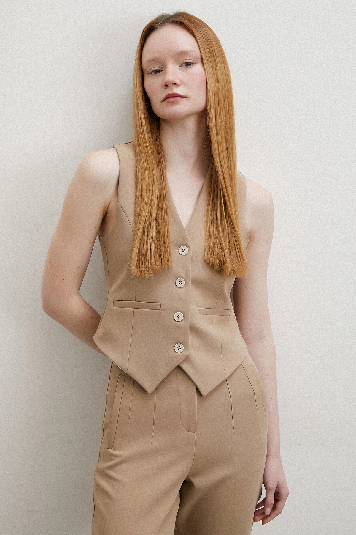 Astarlı Kuplu Yelek Vizon